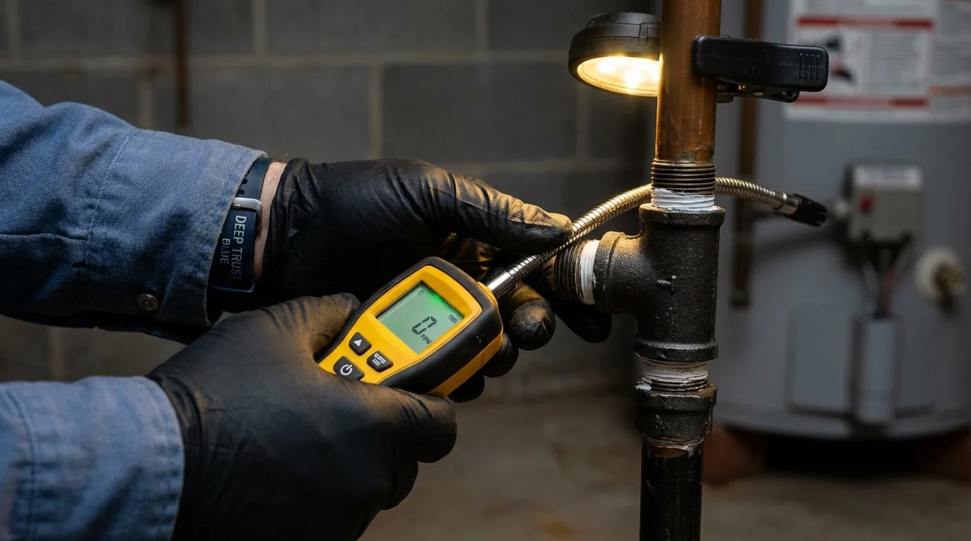 Gas leak detection with electronic sniffer by Johns Plumbing LLC in Middletown